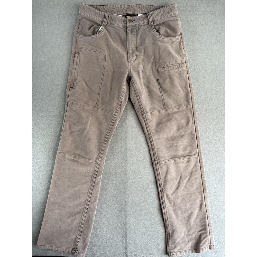 KAVU Pants Mens 36x32 Beige Relaxed Fit Canvas Cargo Elastic Waist Workwear